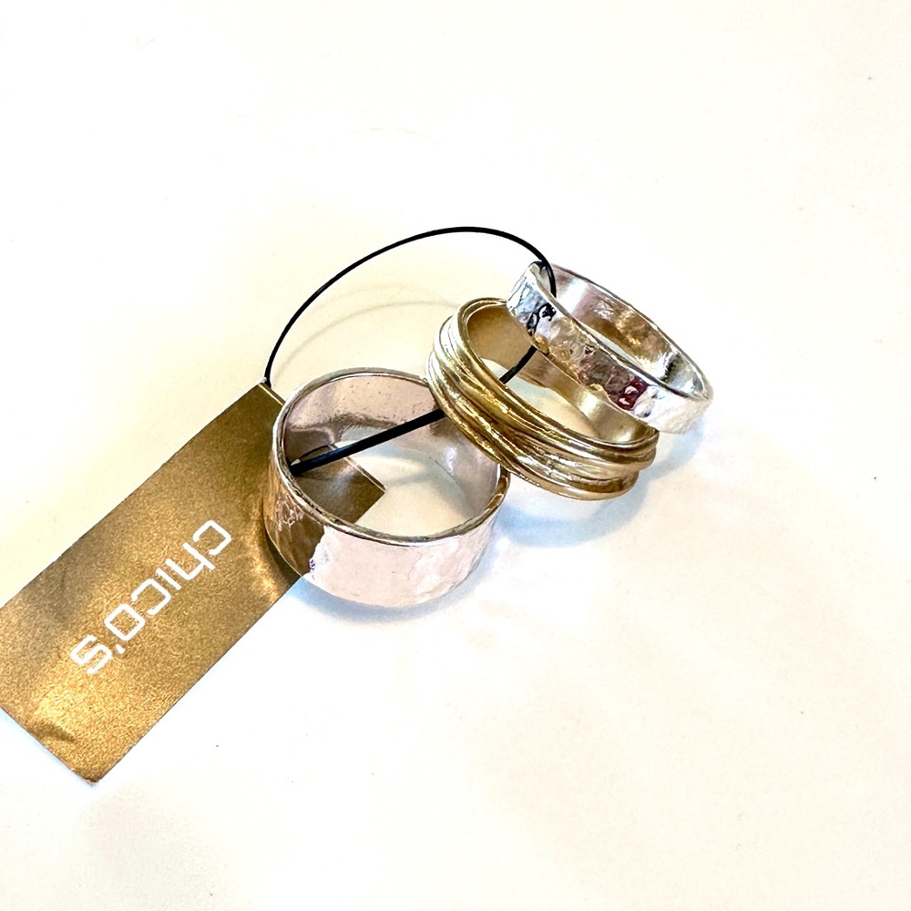 Chico's Mixed Metal Stackable Rings - Gold & Silver - Picture 7 of 11
